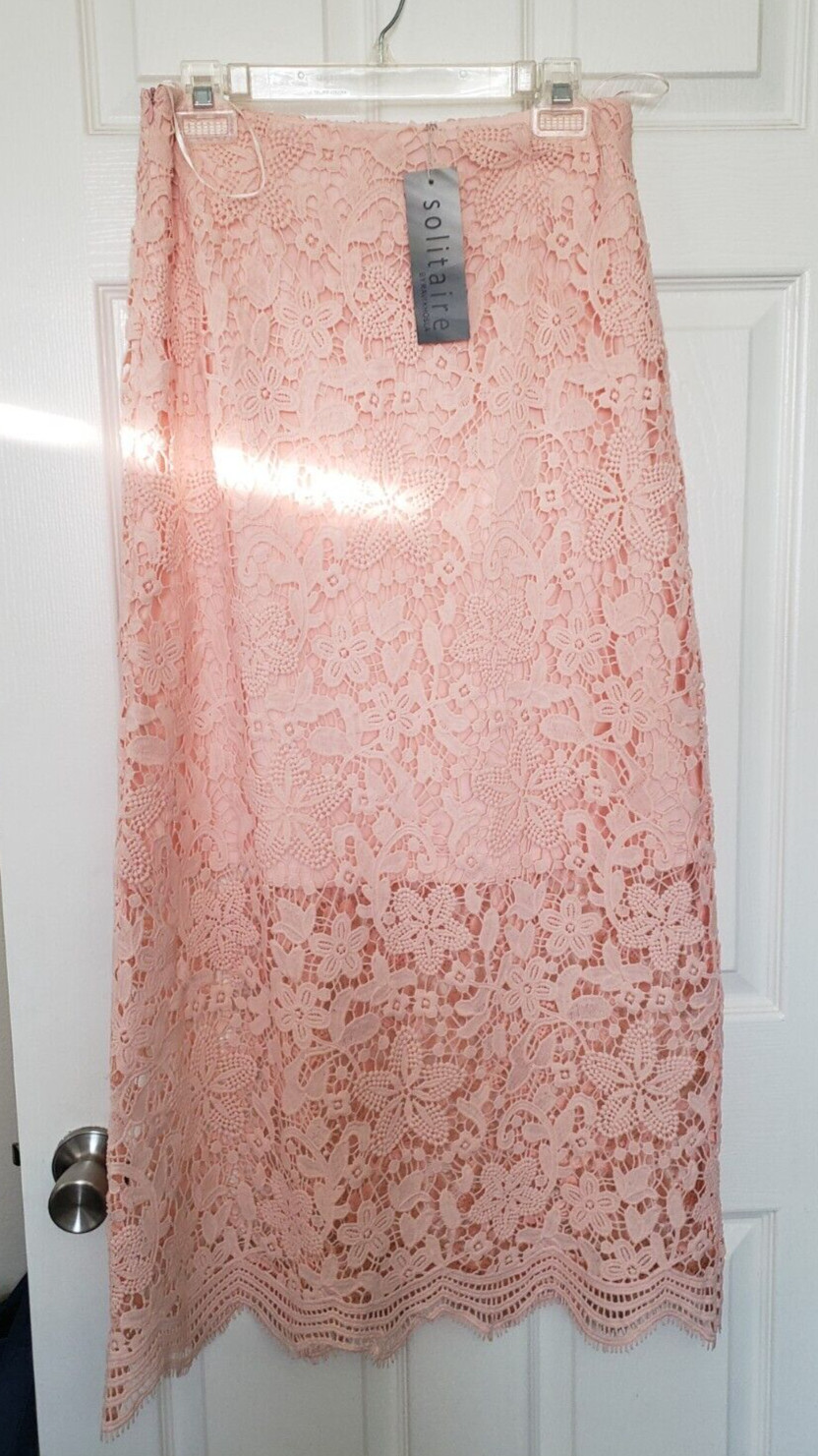 Solitaire by Ravi Khosla Lace  Maxi Skirt Women's Size M Peach Color