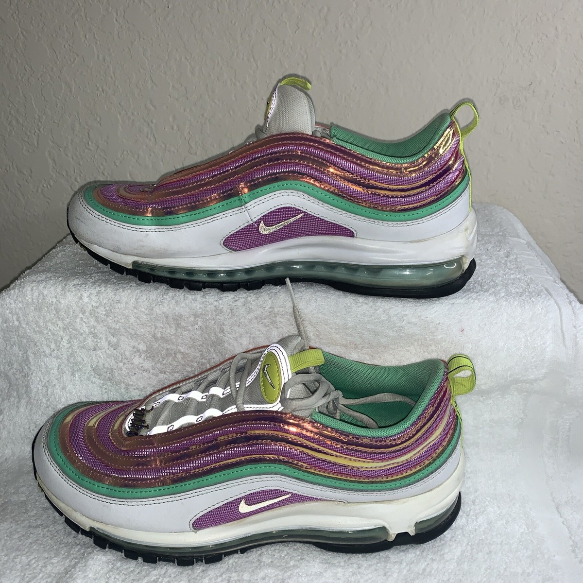 Nike Air Max 97 Woman's Size 10 White Electro Green Fuchsia Glow - Main Image