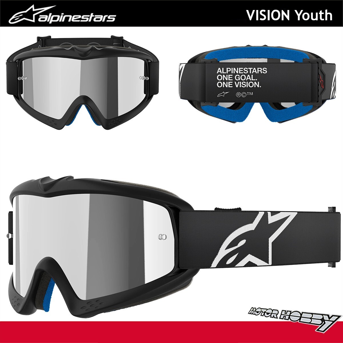 MASCHERA BAMBINO ALPINESTARS YOUTH CORP NERO LENTE A SPECCHIO