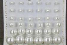 18 pair White SMALL to BIG graduated size faux pearl bead stud post earrings