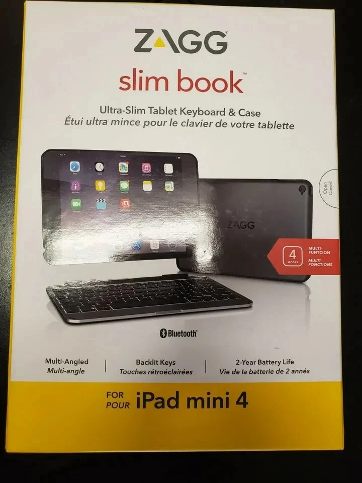 Zagg Ultrathin Slim Book Hinged Keyboard Case for iPad Mini 4 Black - Image 3 of 3