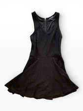 Express Black Floral Lace Fit & Flare Dress Sleeveless Scoop Neck Size Small