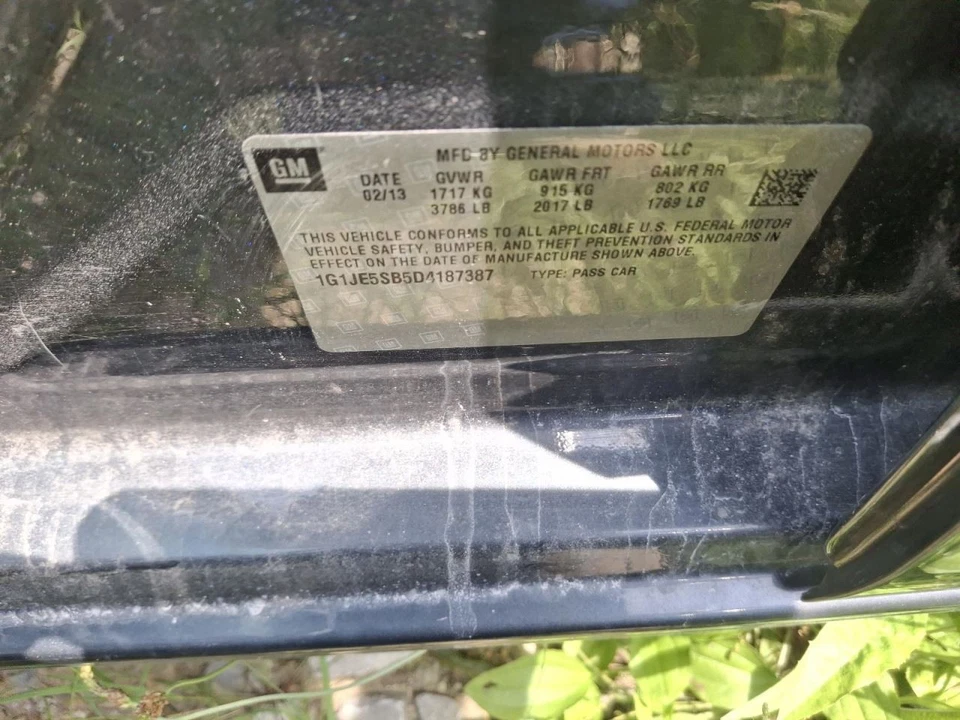 Chevrolet Sonic 2013 conductor conjunto parasol izquierdo gris 106 k millas Foto 4 de 4