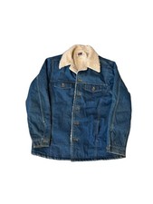 Vintage Chore Coat 80  s Big Mac Denim Trucker Jacket Men  s Large 46 Sherpa
