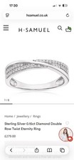 H Samuel Sterling Silver Eternity Ring. 0.5 Carot Diamonds