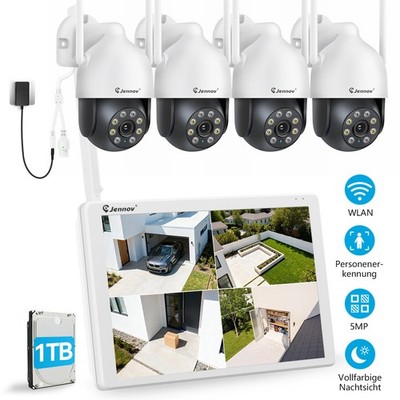 Funk Überwachungskamera Set Außen Kamera System 5MP WLAN Mit 10CH NVR Audio 1TB