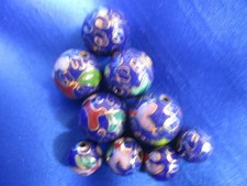 9 CLOISONNE BEADS ART CRAFT JEWELRY 5 SMALL AND 4 TINY GREAT CONDITION