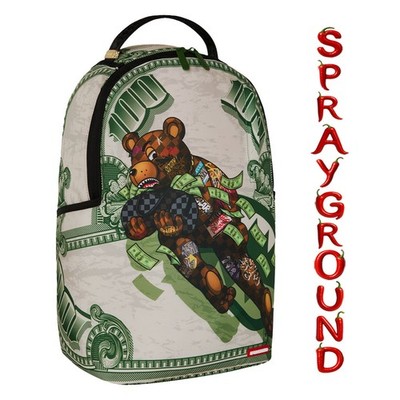 SPRAYGROUND FLY BEAR BACKPACK TRAVEL BAG GREEN MONEY LIMITED EDITION