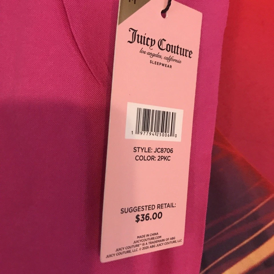 JUICY COUTURE Women's 2 Pack Sleepwear Bling Shorts Medium Pink & Blue Free Ship - Image 3 of 4