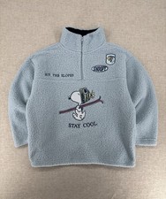 Peanuts Snoopy Sweater Women 2XL Light Blue Winter Sherpa Quarter-Zip Pullover