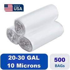 20-30 Gallon Trash Bags 10 Microns Clear High Density Garbage Can Liners - 500ct
