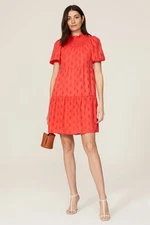 Donna Morgan Puff Sleeve Tiered Mini Dress Women’s Size 14 Textured Dots