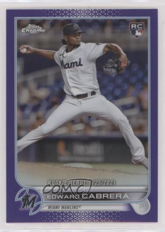2022 Topps Chrome Update Rookie Debut Purple Refractor Edward Cabrera #USC87 sc8