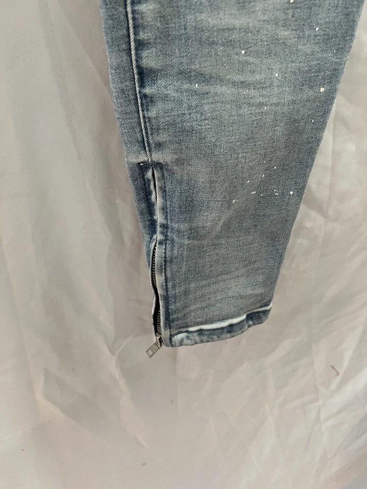 Pantalones de mezclilla Pacsun pintados laterales a rayas ajustados con cremallera al tobillo cordón M Foto 3 de 4