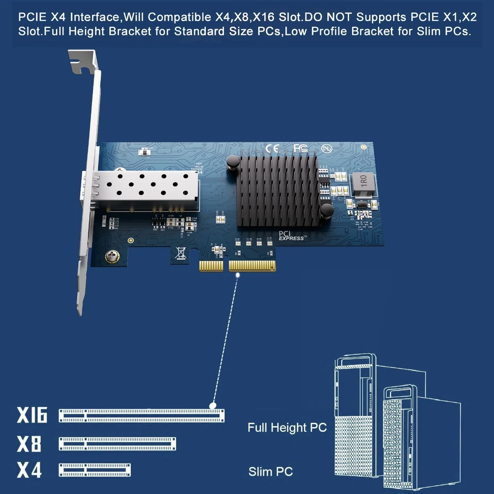 Scheda Di Rete SFP+ Pci-E Aperta Da 10 GB, Con Controller Intel 82599 (X520-DA1) - Immagine 2 di 4