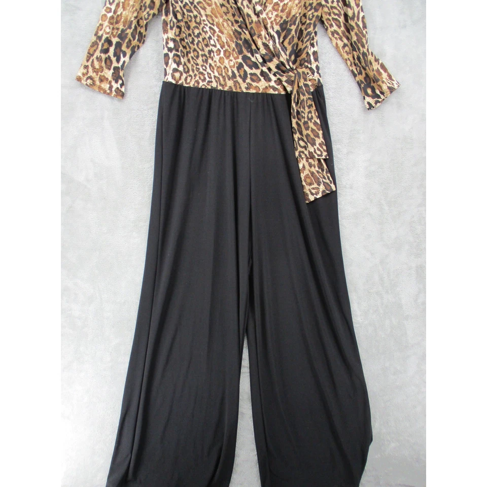 Mono ROZ ALI XL Estampado de Leopardo Imitación Envoltura Pierna Ancha Elastizado Tejido Evento Corbata Lateral Foto 4 de 4
