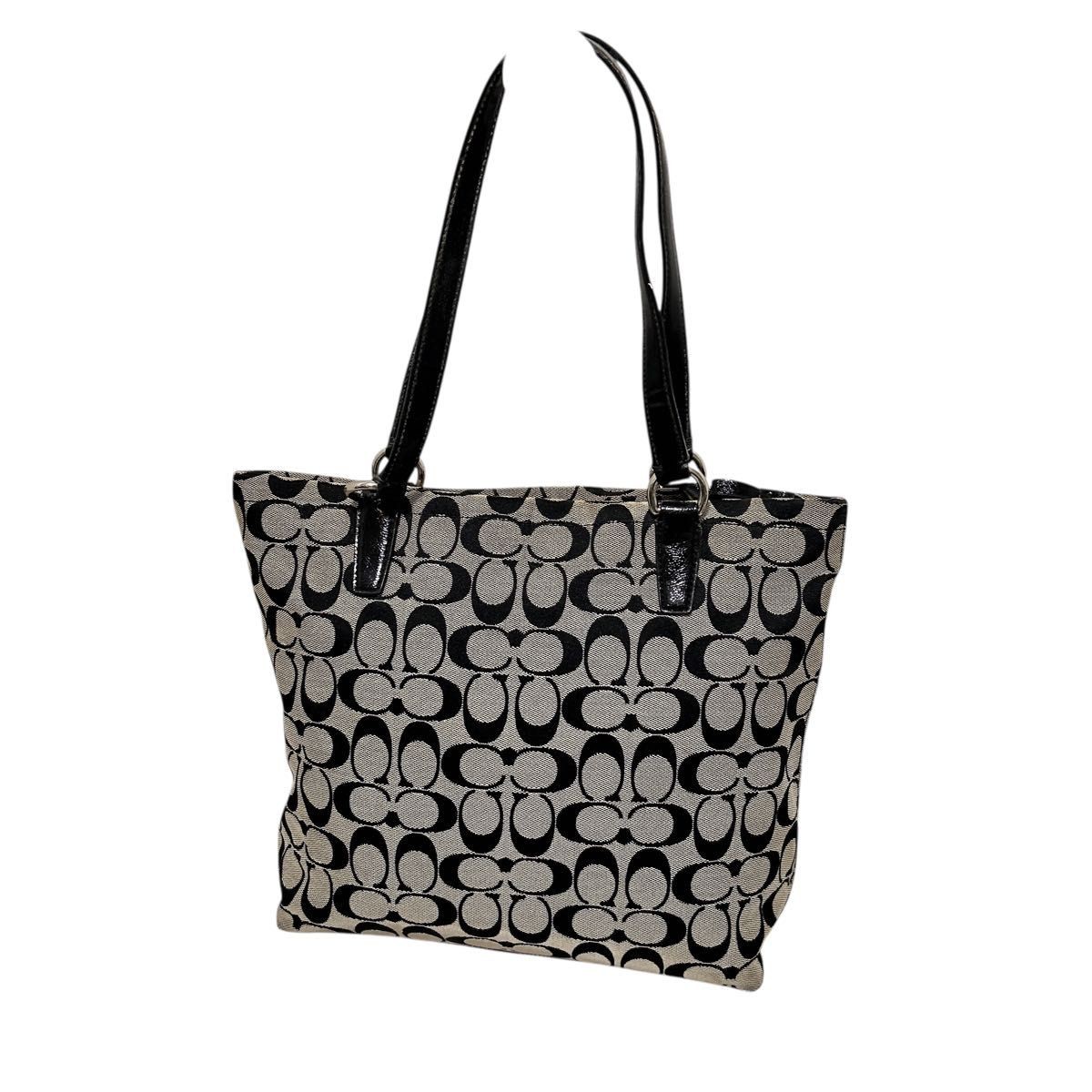 COACH Signature Tote Bag Handbag Leather Canvas Shoulder Brand Bag Black Everyda thumbnail 3