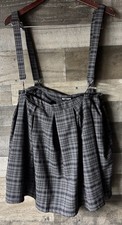 Hot Topic Plaid Mini Skirt Size Small Black Gray With Removable Suspenders
