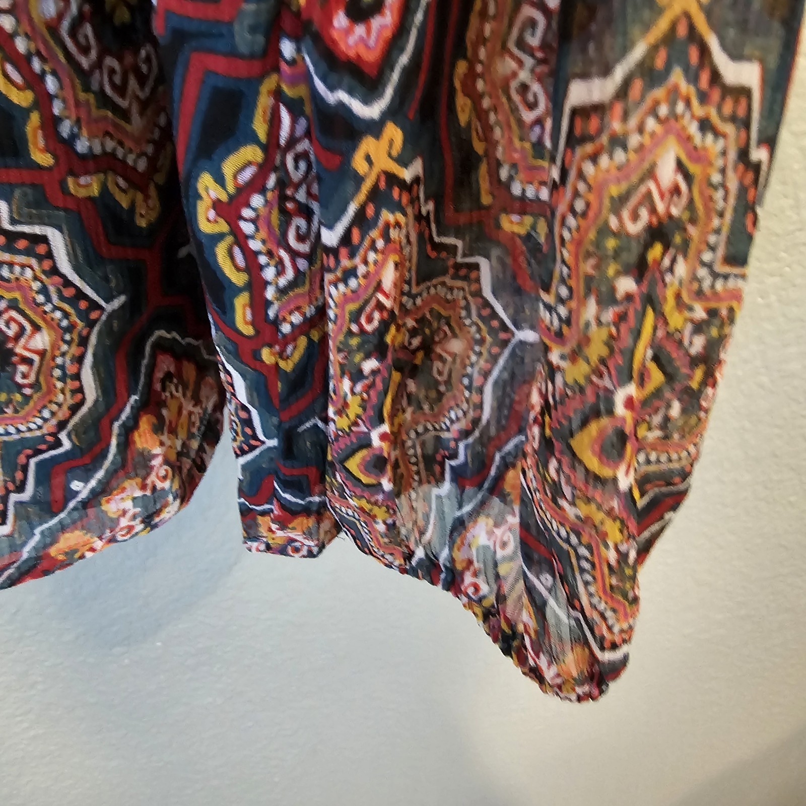 Loft Multicolor Tapestry Ruffle Split Neckline V … - image 5