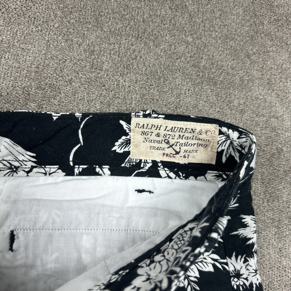 Pantalones Cortos Polo Ralph Lauren Para Hombre 33 x 8 Mezcla de Lino Negro Blanco Hula Niñas Aloha Foto 3 de 4