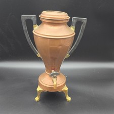 Vintage Art Deco Copper Coffee Samovar Urn Brass Legs Industrial Counter Decor