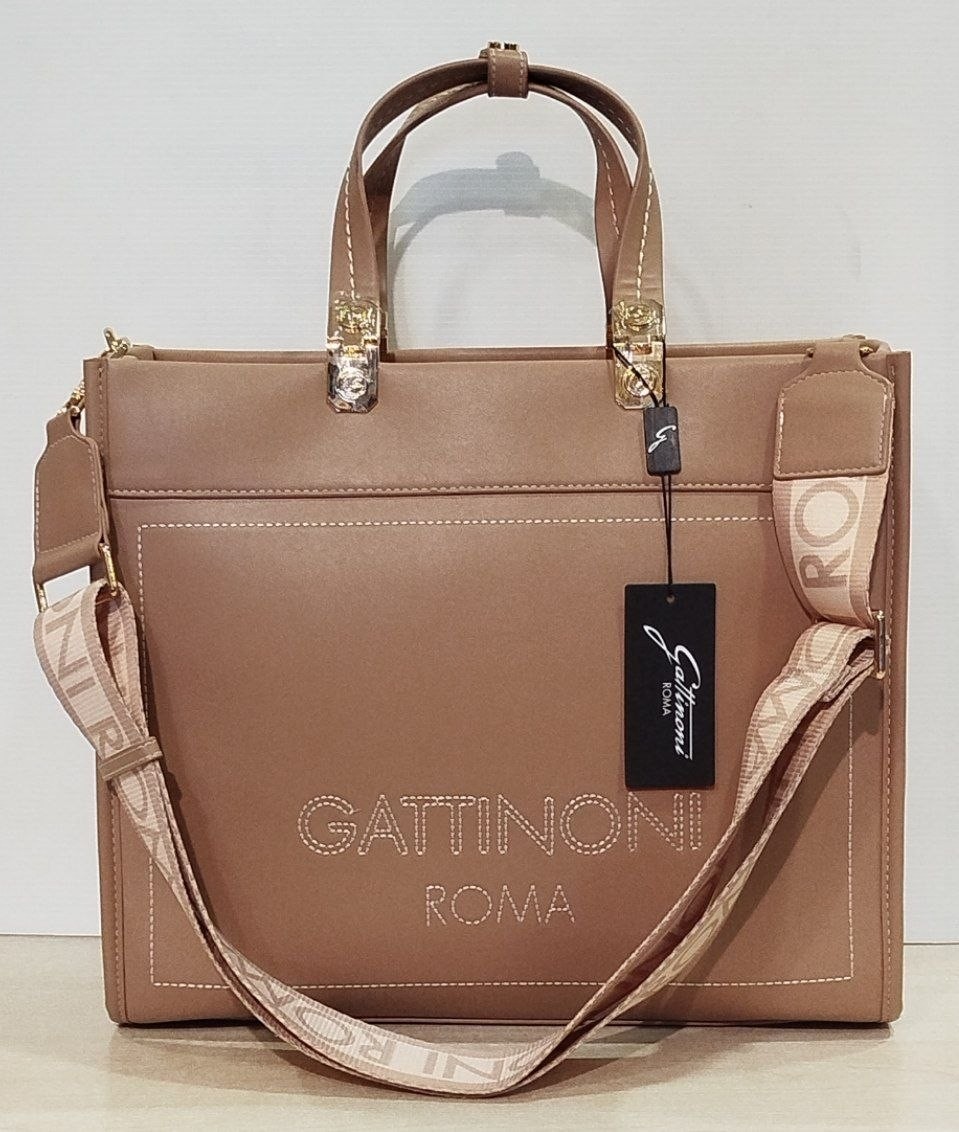 Gattinoni Roma Borsa Double Handle PU Nude cm 36x30