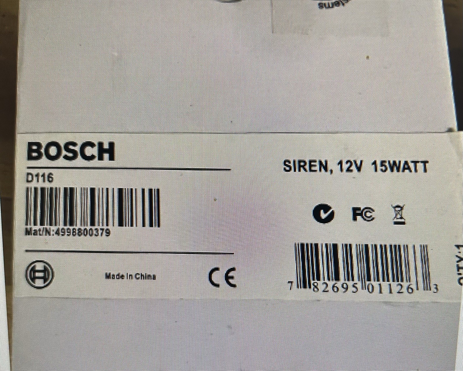 NEW Bosch D116 Alarm Siren 12 Volt 15Watt