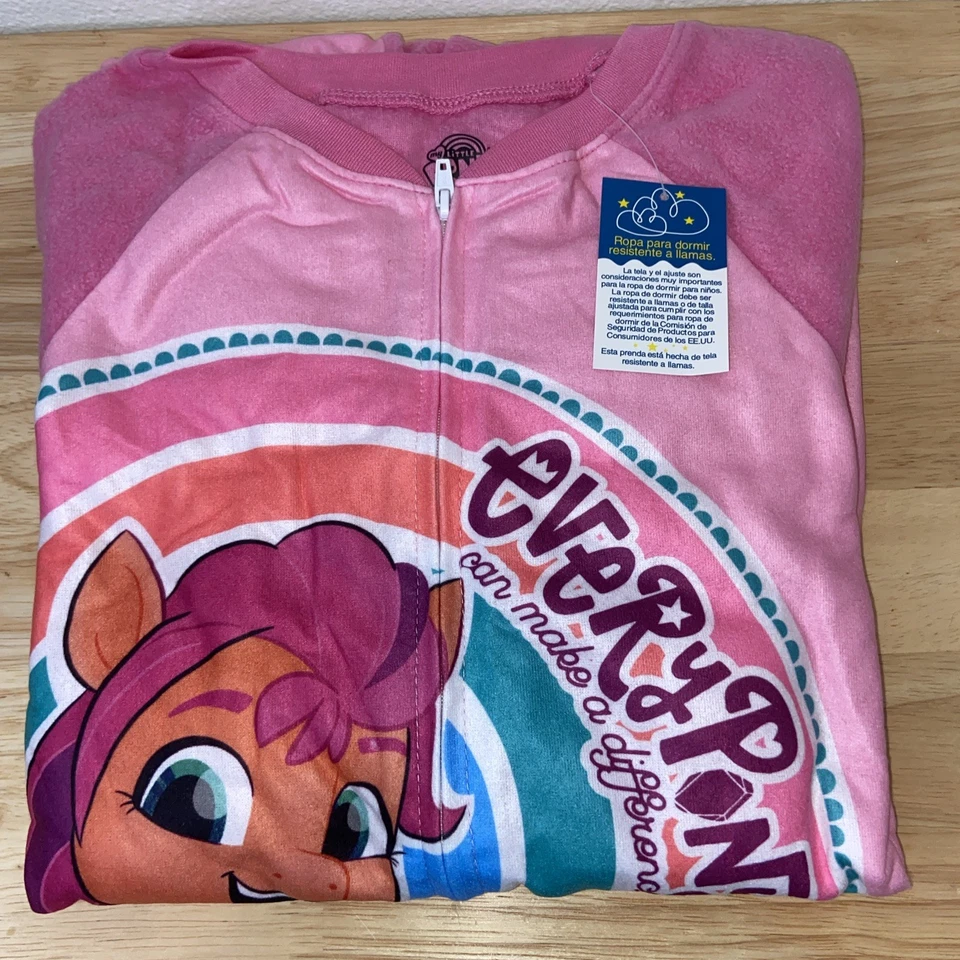 MY LITTLE PONY Pajamas SZ 10-12 Girl One Piece Union Suit Blanket Sleeper SUNNY - Image 2 of 4
