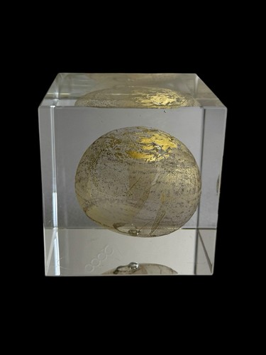 Paperweight Art Glass Sculpture Gold Globe Paperweight Signed Torben Jorgensen - Picture 1 of 20