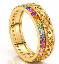 Natural Certified Ceylon Multi Color Sapphire Gemstone Wedding Ring 925 Silver