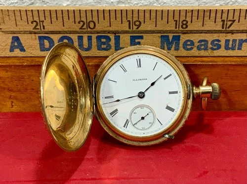 New ListingAntique GF 1886 Illinois 18s Gold Filled Hunter Pocket Watch 7j Gr. I.W.C. M.2