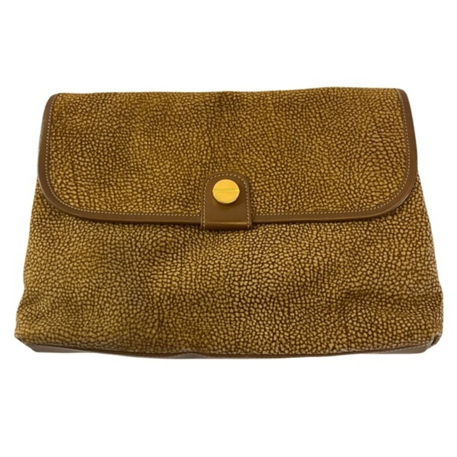 Pochette vintage Borbonese Redwall scamosciata occhio di pernice Italia pelle marrone