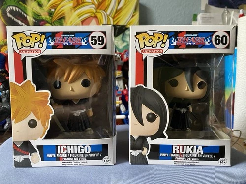 Funko Pop Bleach Rukia #60, Ichigo #59 Bundle Set. Rarely Opened, Good Condition