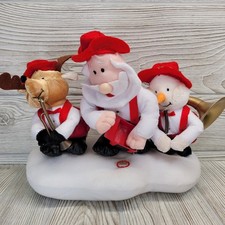 Gemmy Animated Musical Christmas Plush Santa Snowman Reindeer Band Singing Vtg
