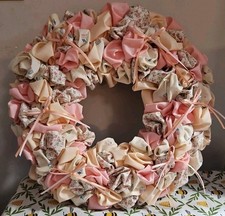Pink Fabric Wreath For Baby Or Girls Room/14 Inch/handmade