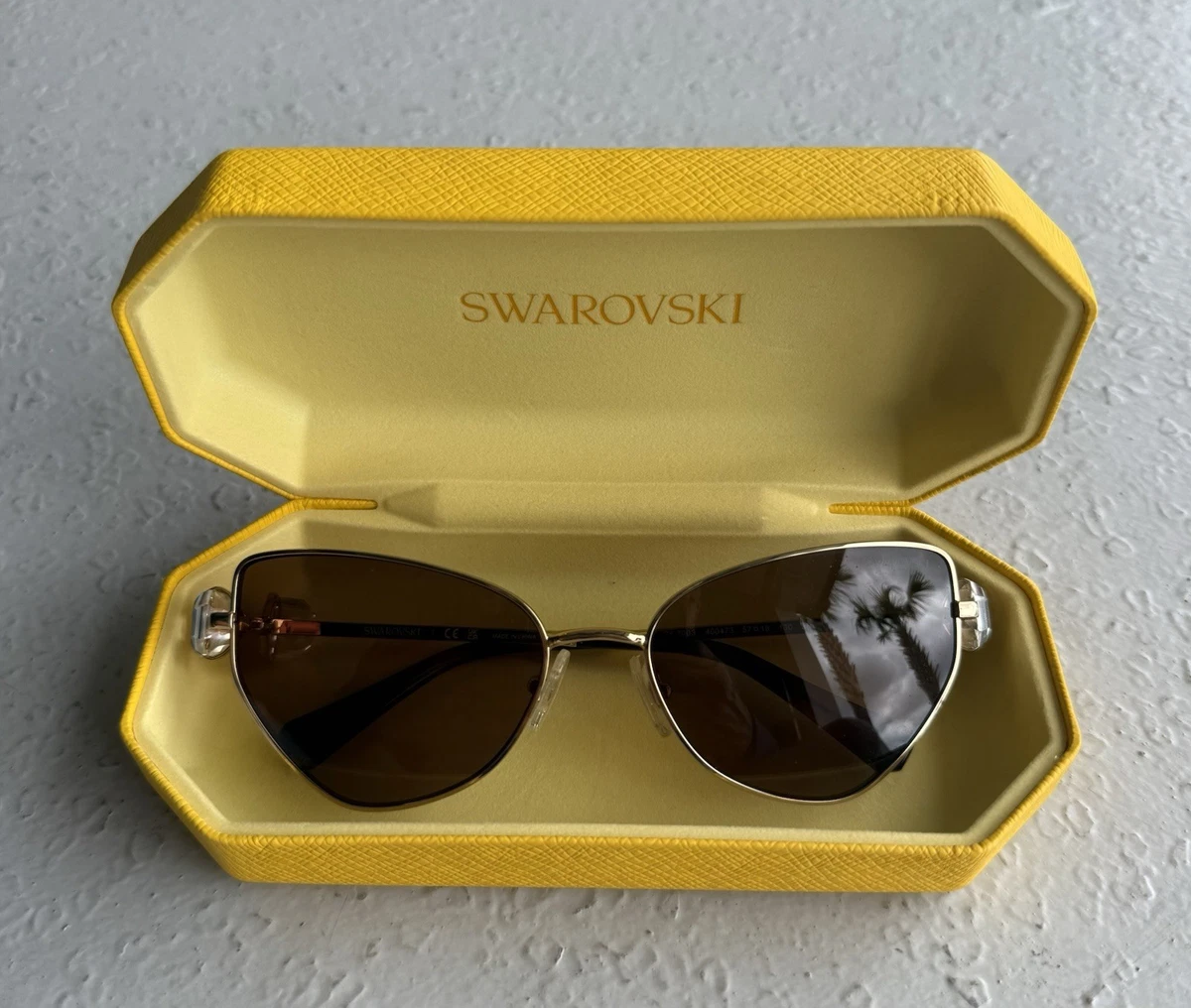 Swarovski Yellow Crystal Embellished Cat Eye Sunglasses SK 380 39J 55-20-135 Swarovski Cat Eye Sunglasses for Women | eBay main image 2