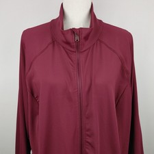 Tek Gear Workout Gear Active Full Zip Jacket Red Sangria Plus 3X Thumb Holes