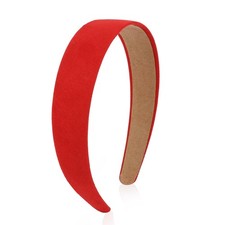 Red Headband 1 Inch Sueded Like Headband Non Slip Fashion Solid Plain Hair Ba...
