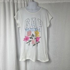 Gap Shirt Girls XXL 14-16 White Classic Original Floral Logo Graphic Tee Top