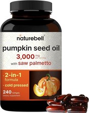 NatureBell Virgin Pumpkin Seed Oil 3,000mg Per Serving with Saw Palmetto, 240 Ct