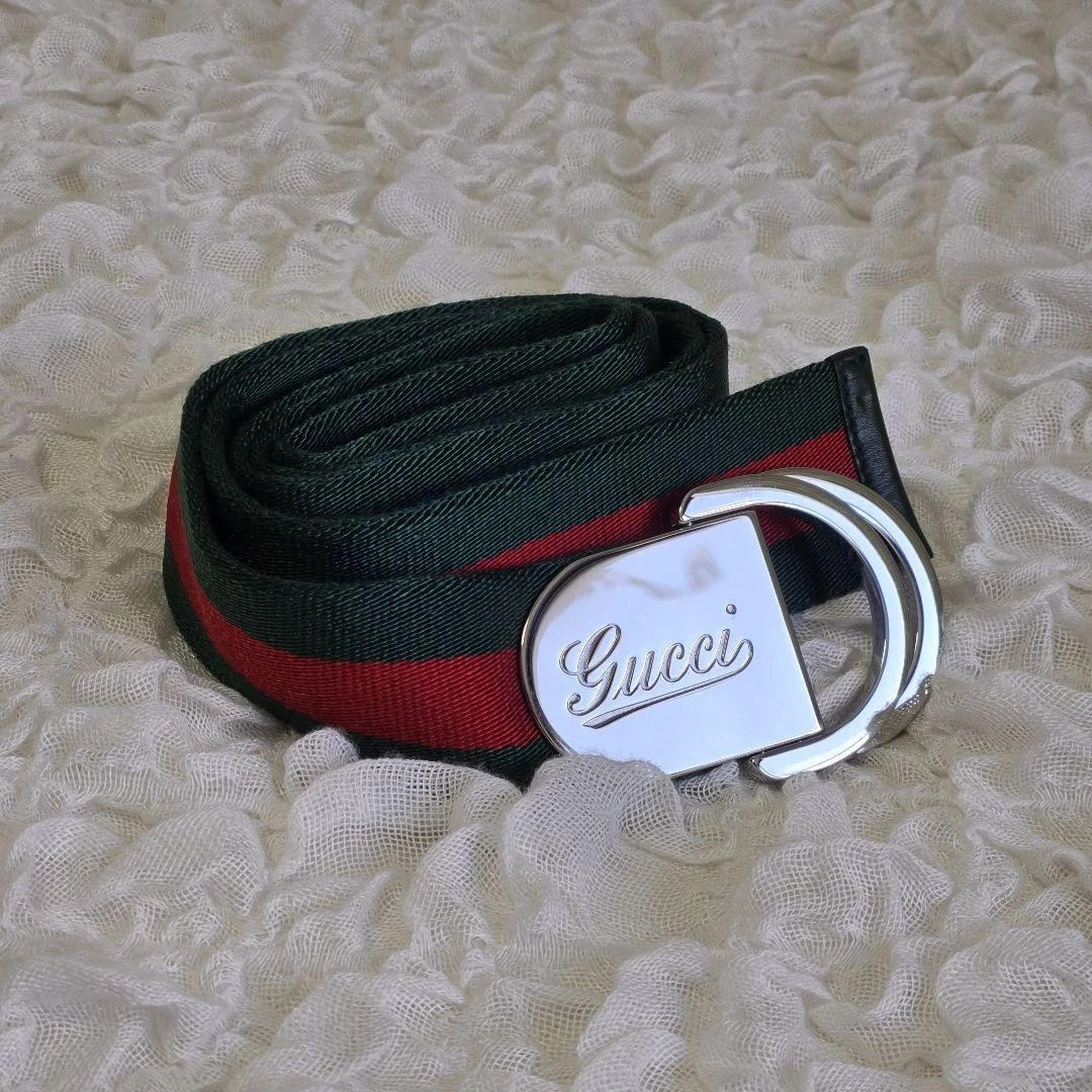 GUCCI 90/36 189812 1476 ligne sherry vert rouge ceinture boucle argent occasion