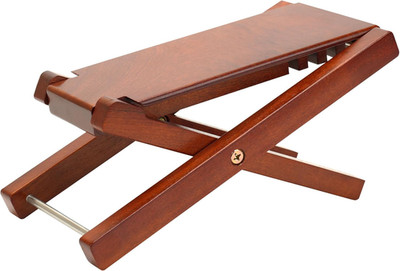 Premium Mahogany Wooden Guitar Foot Stool - 4-Position Adjustable Height, Foldab