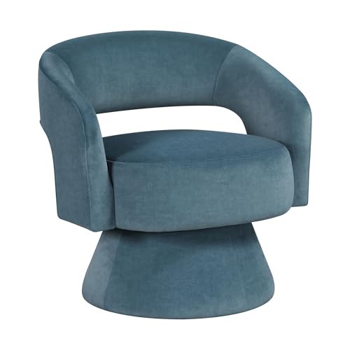 360 Degree Swivel Accent Chair Arm Chair, Modern Comfy Barrel Dark Teal Velvet - Picture 7 of 7