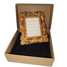 Ornate Gold Mini Picture Frame Ring Holder Brooch  Display– Baroque Style