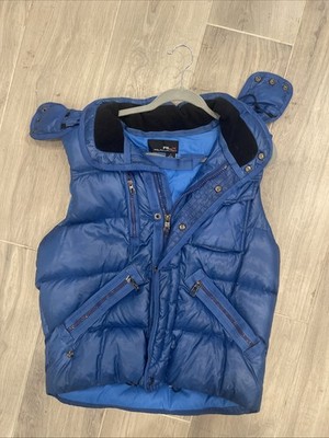 Polo Ralph Lauren Puffer Jacket Men's Medium Blue Down Fill Hooded Pony Preppy*