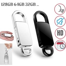 Digital Mini Voice Recorder Keychain 32GB 64GB 128GB Audio Dictaphone Activated