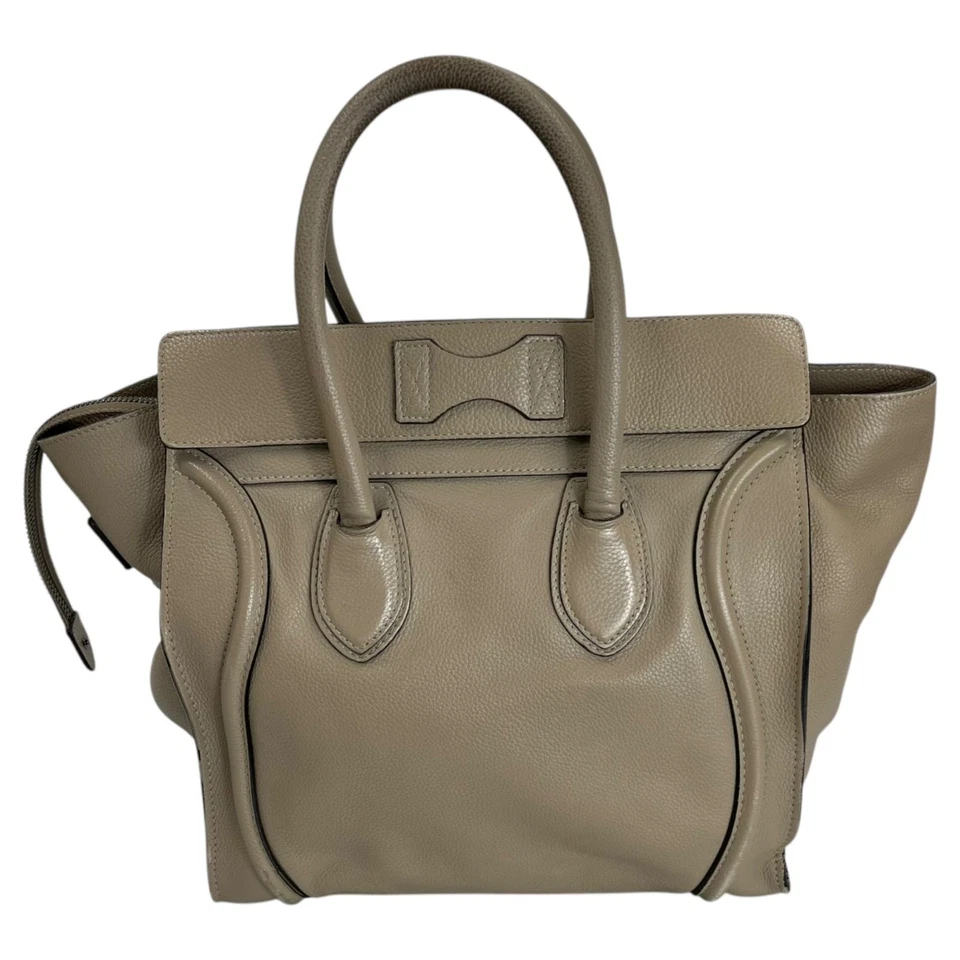 Celine Beige Leather  Luggage Tote Bag Handbag Mini Shopper - Image 2 of 4