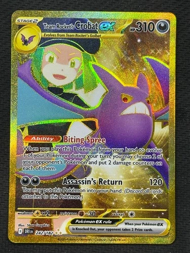 Team Rocket's Crobat ex Holo Hyper Rare SV10: Destined Rivals 242/182 NM