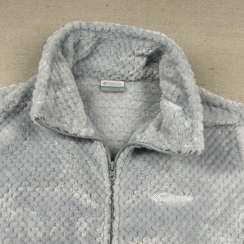 Columbia Jacket Women’s L Fire Side Sherpa Full Zip Fleece Cirrus Gray Blue - Picture 3 of 9