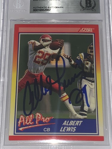 Albert Lewis signed card 1990 Score Card Chiefs football beckett coa slabbed - Picture 2 of 9